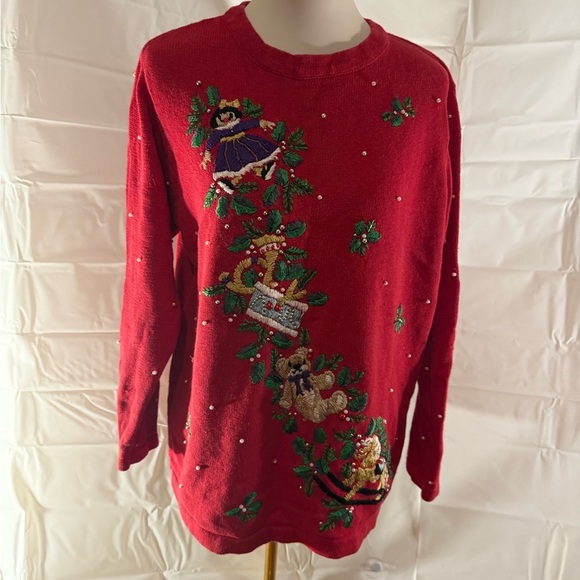 Vintage Victoria Jones Woman Red Holiday Sweater - Picture 1 of 7